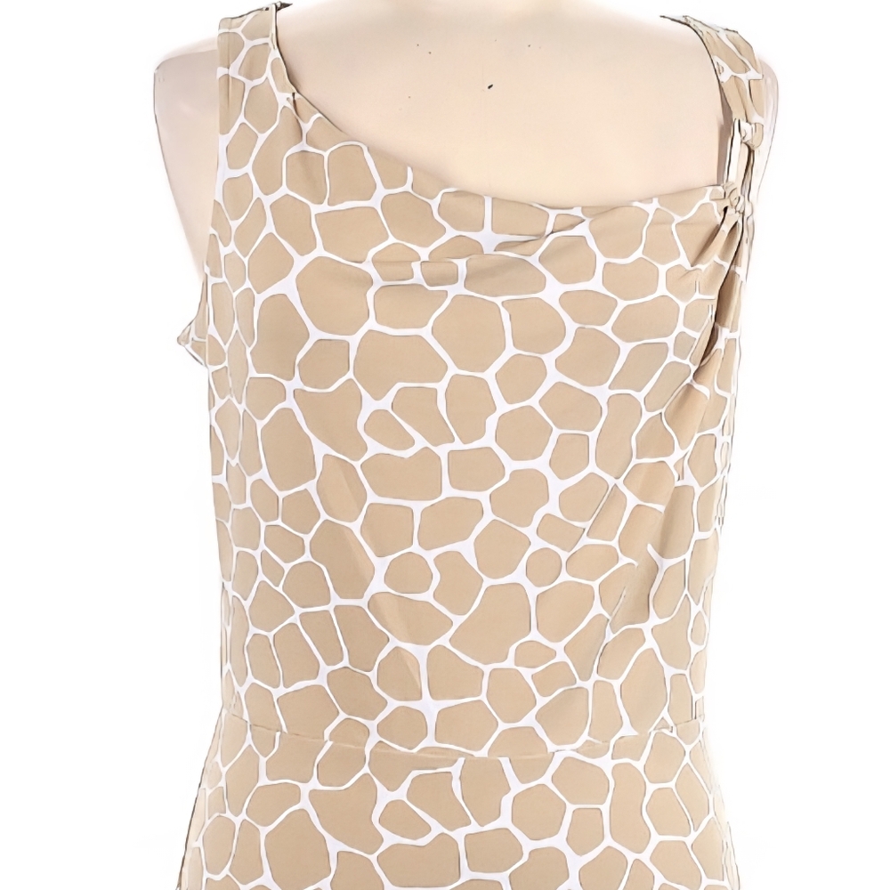 Michael Kors Giraffe Print Midi Dress in Tan and White